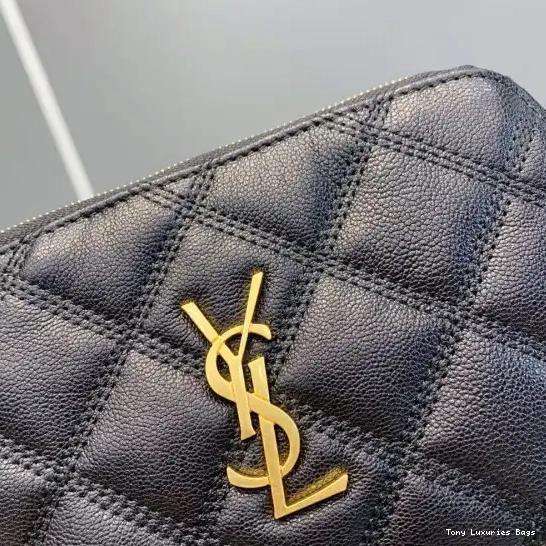 Tony Luxuries BECKY DOUBLE-ZIP LAMBSKIN IN QUILTED YSL POUCH 0611